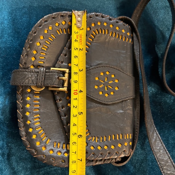 Small Crossbody Leather Handbag Purse (Black). Cleobella. Handmade. SKU 3 - Picture 4 of 7